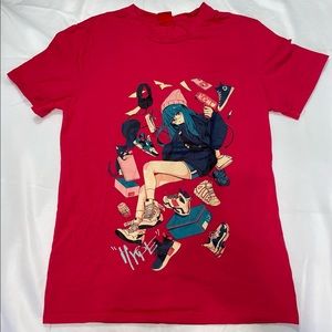 Small Red Anime Cartoon T-shirt
